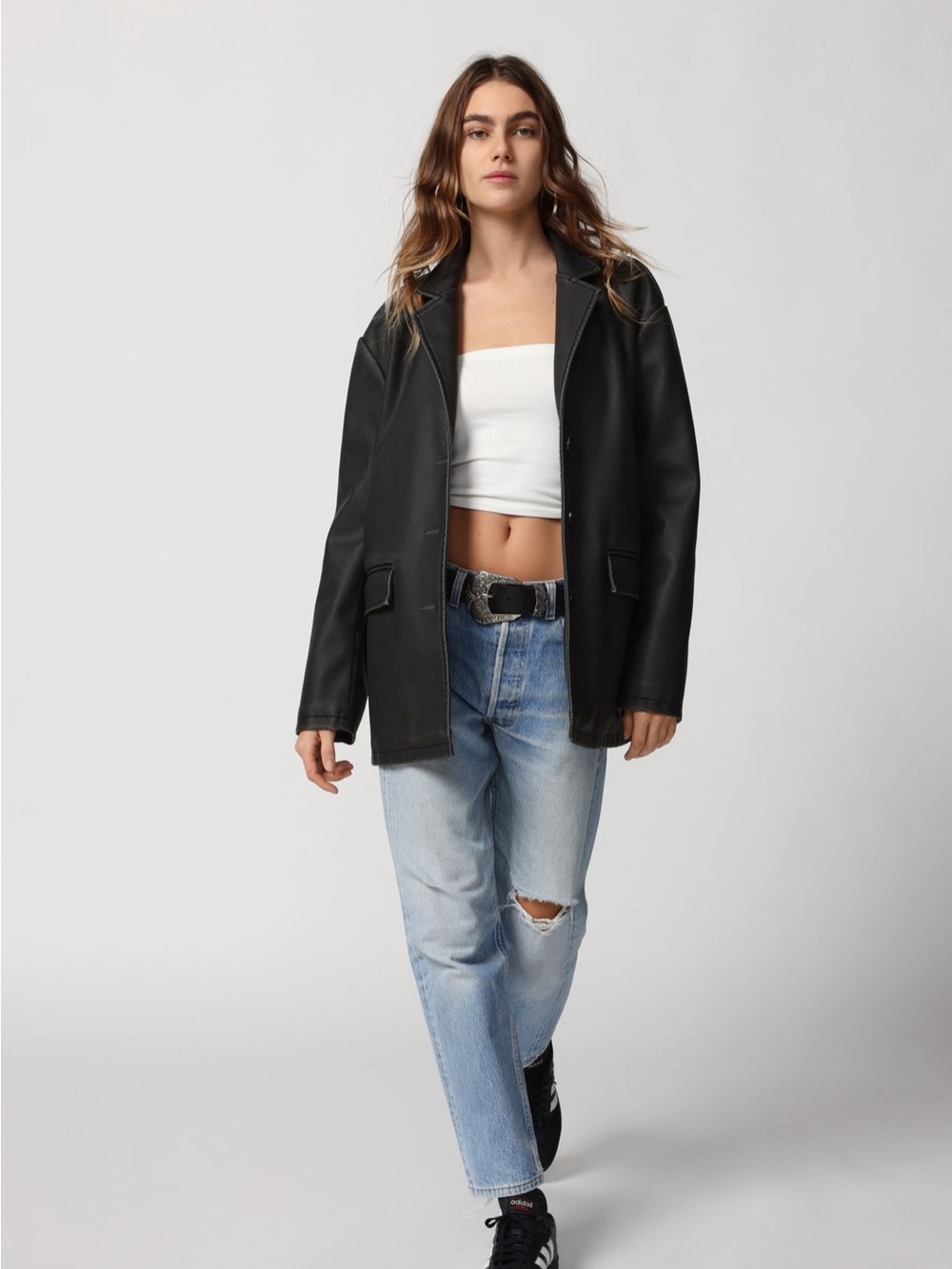 NWT Urban Outfitters Maura Rue Faux Leather Overcoat | Size XS